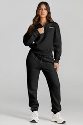 Quarter Zip Top and Drawstring Pants Active Set OutfitFlow